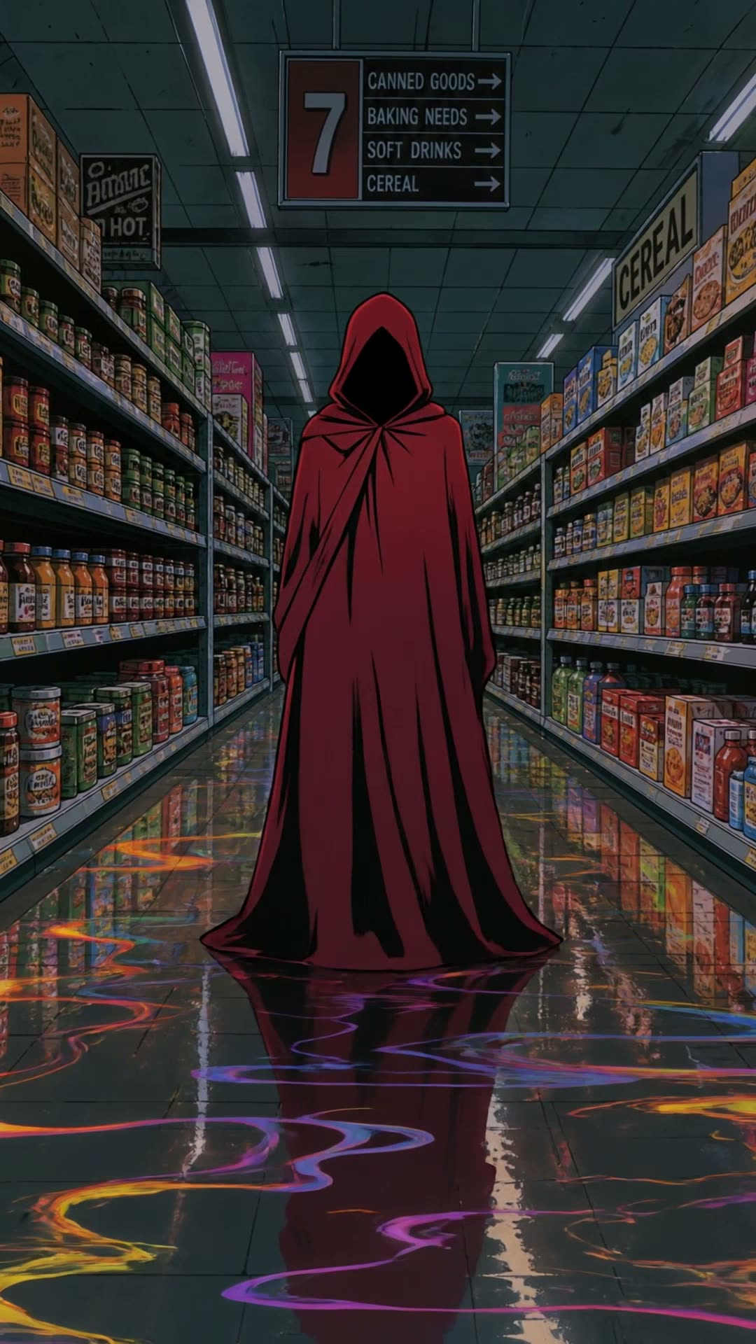 The Red Mage in a grocery aisle