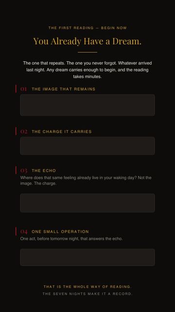 Dream record page: the first reading